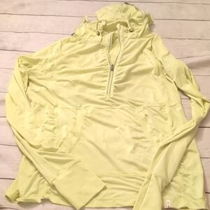 Tangerine yellow half zip hooded pullover size medium